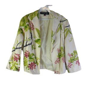 Vintage 90s Painted Pony Rainbow Floral Blazer Jacket USA Country